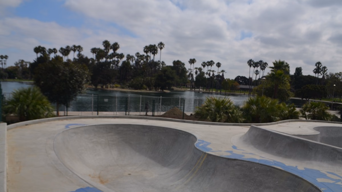 Alondra Skate Park over looking Alondra Lake and Island.