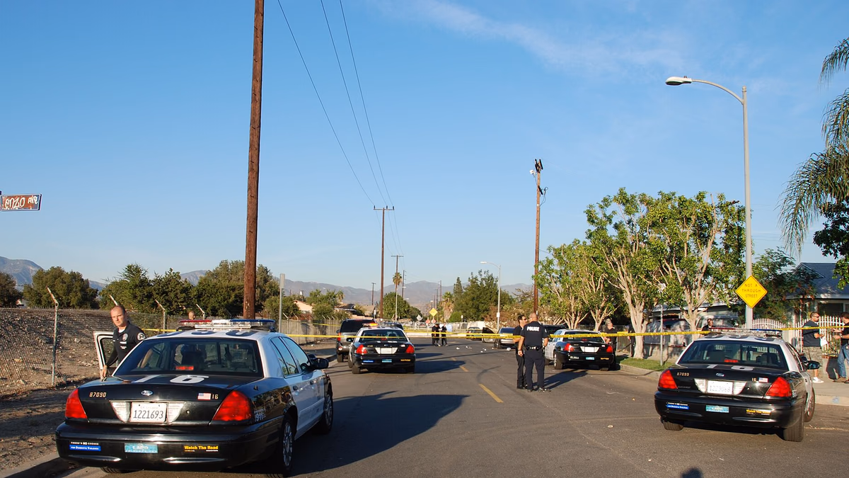 LAPD officers during a gang shooting investigation in Arleta.