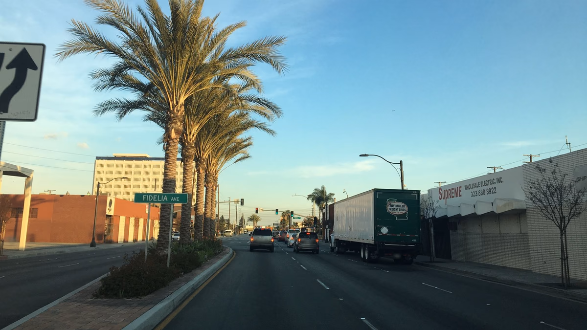 Street-level view in Commerce, California