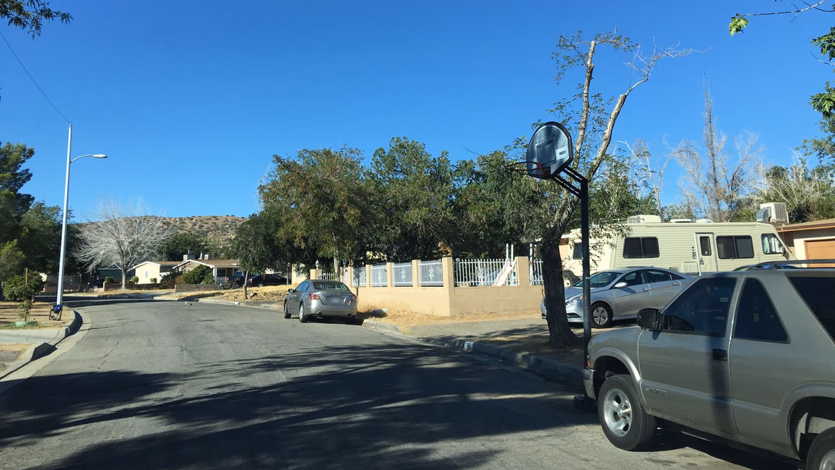 Street-level view in Desert View Highlands, California