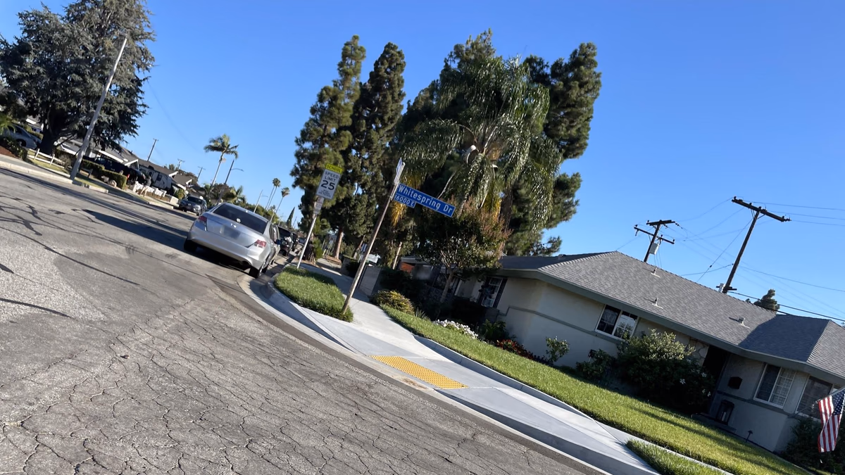 Street-level view in East Whittier, California