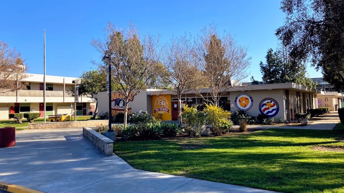Shot of El Modena High School at midday in Orange, CA.