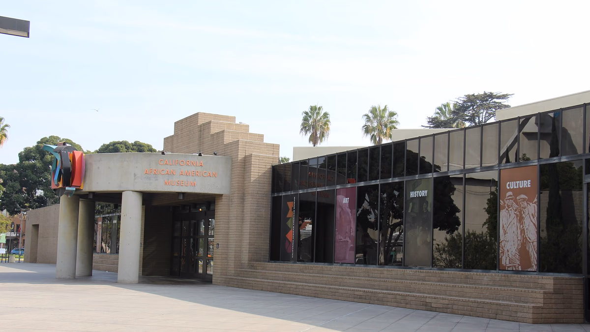 Entrance to the California African American Museum in Exposition Park, Los Angeles, California.