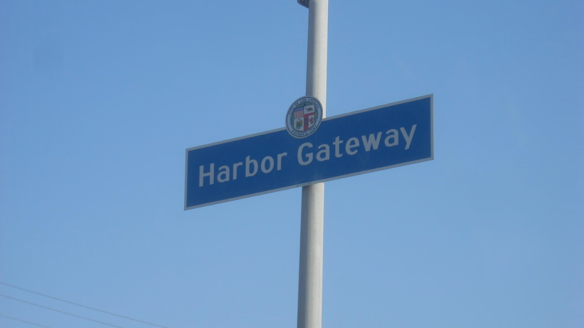 Picture of Harbor Gateway neighborhood sign in Los Angeles, near Rosecrans Blvd.