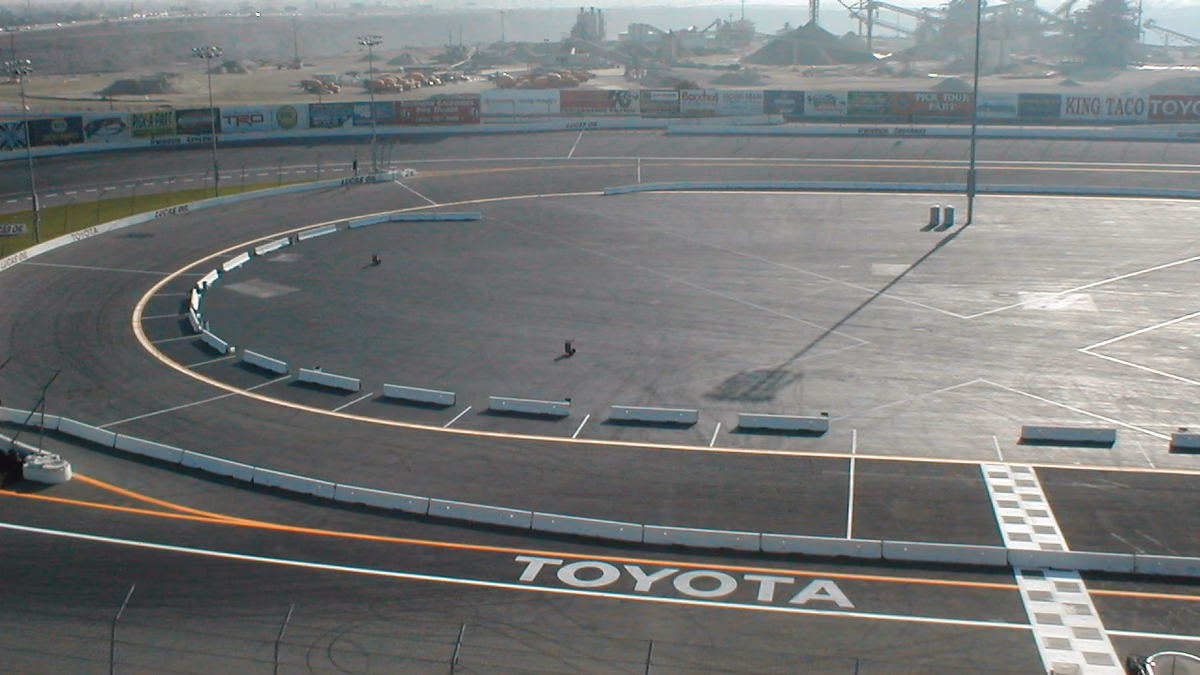 Irwindale Speedway in Irwindale, California, as photographed from the rooftop.