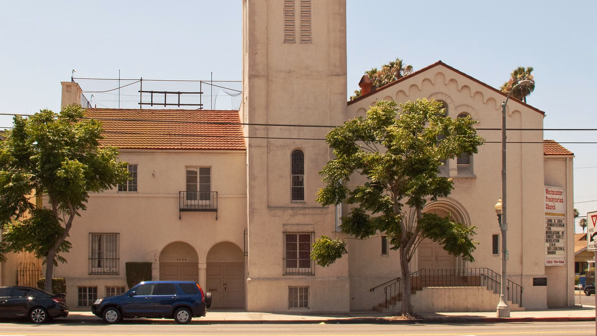 Westminster Presbyterian Church, 2230 W. Jefferson Boulevard, in the Jefferson Park neighborhood of Los Angeles. Los Angeles Historic-Cultural Monument #229.