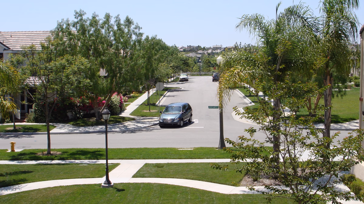 A photograph looking out on to Mercantile Way in Ladera Ranch, CA.