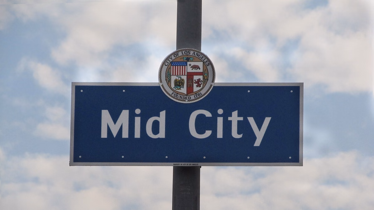 Mid-City Signage located at the intersection of La Brea Avenue and the Santa Monica Freeway.