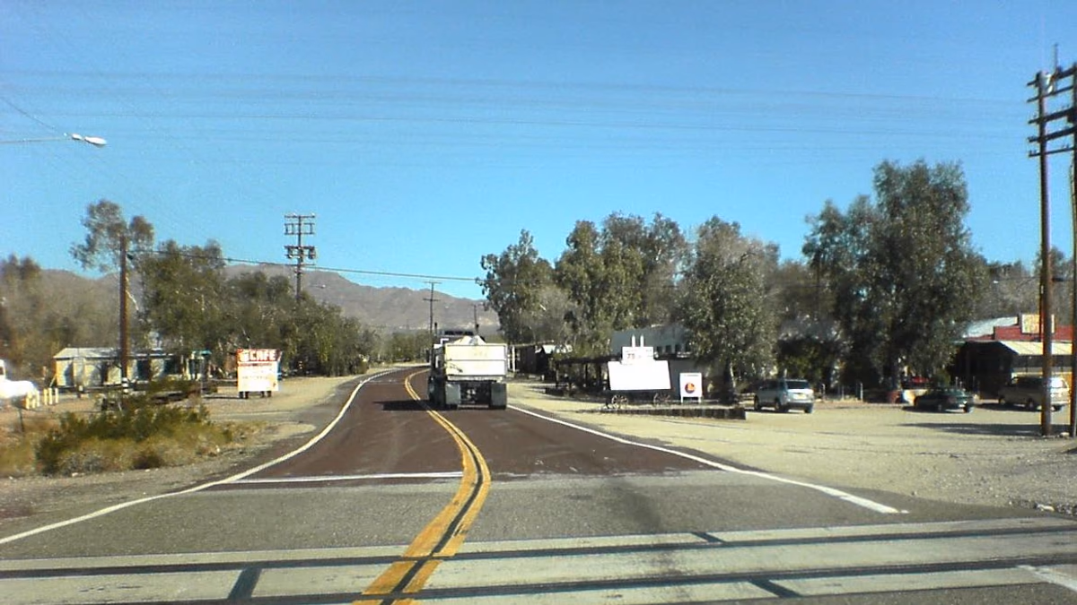 Photo of Nipton taken February, 2006. Nipton Road northeast from railroad tracks.