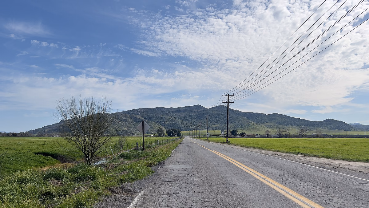 Nuevo, California. Looking south towards the Lakeview Mountains.