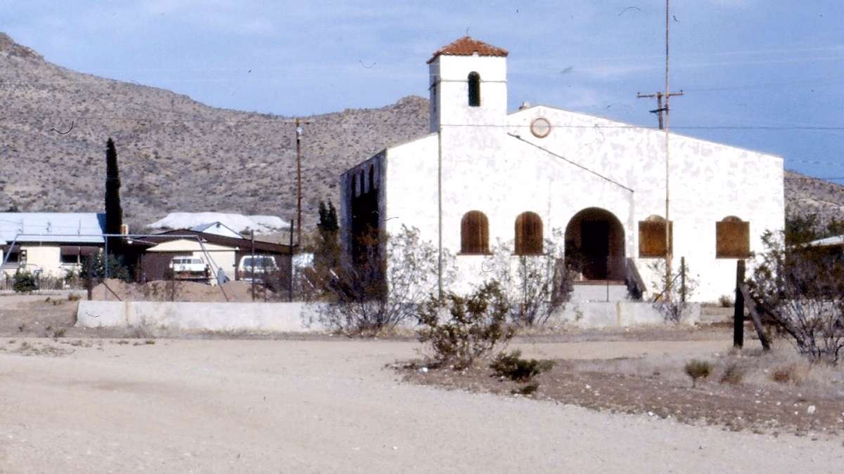 (1 in a multiple picture set) This old church is still in good shape, though abandoned in Red Mountain, CA, in the Rand Mining District off Hwy 395 northwest of Barstow.