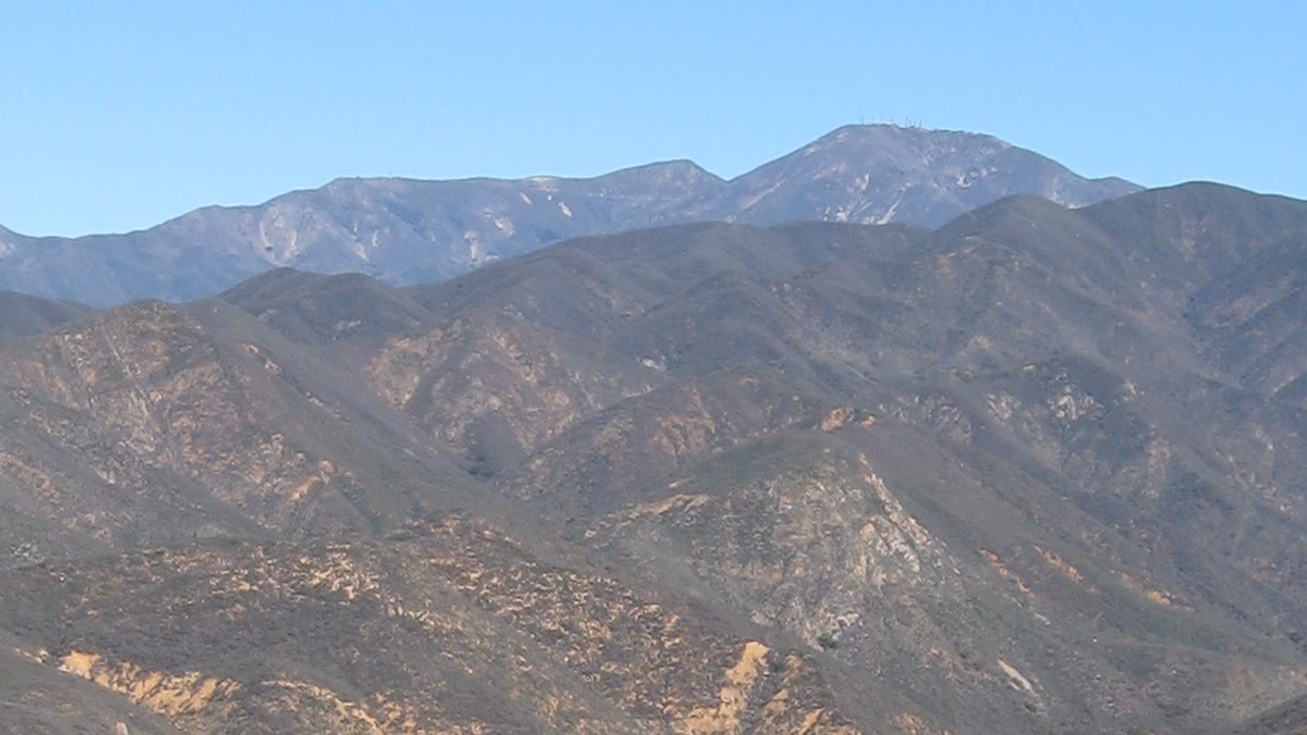 Santiago Peak's south slopes, seen from above San Juan Canyon on the Sitton Peak Trail, in the Santa Ana Mountains , Southern California.