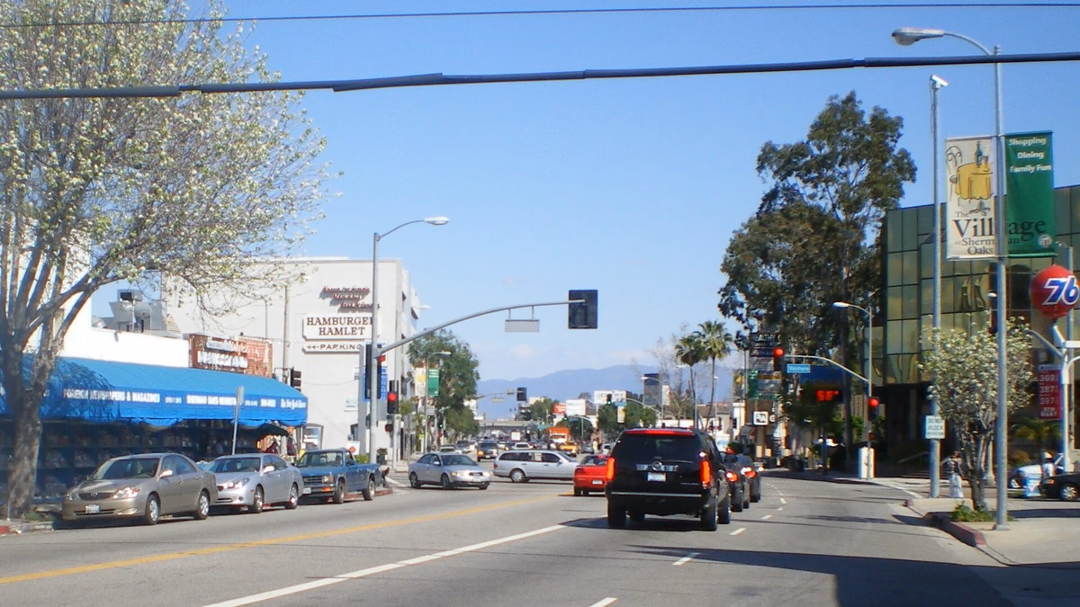 Village of Sherman Oaks — at Van Nuys Boulevard and Ventura Boulevard , southern San Fernando Valley, Los Angeles.