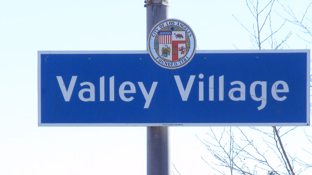 Valley Village Neighborhood Signage located on the south side of Burbank Boulevard at Laurel Canyon Avenue