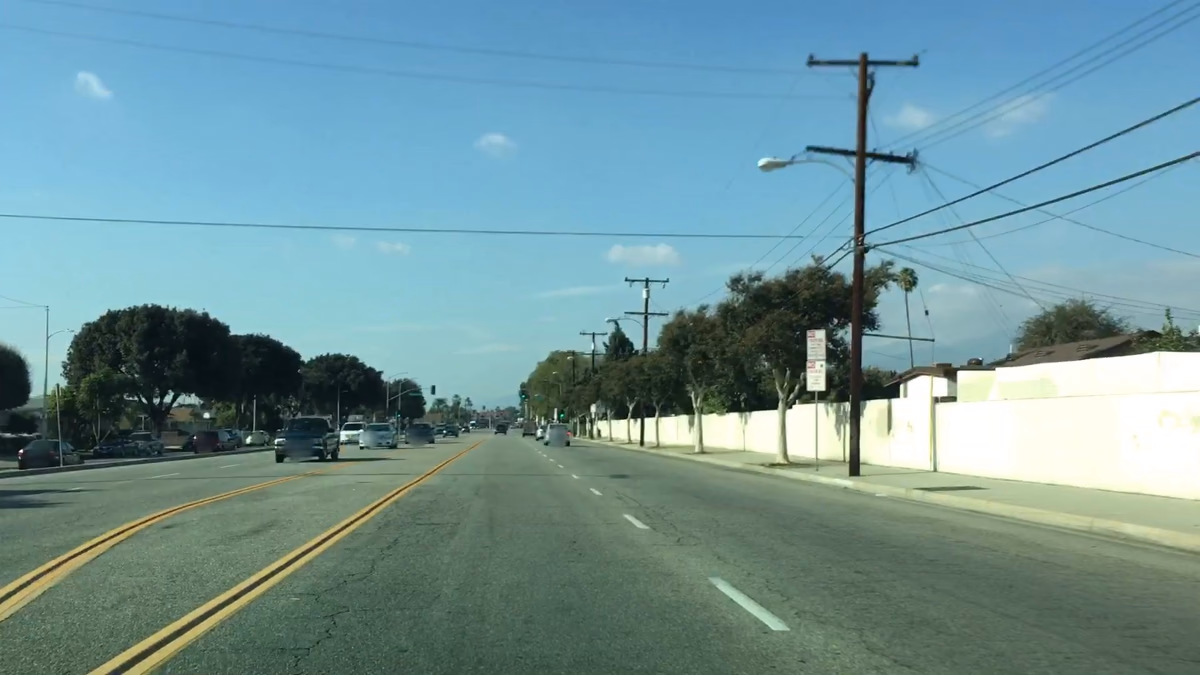 Street-level view in West Puente Valley, California