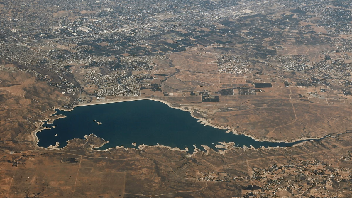 Aerial photograph of Lake Mathews - Near Woodcrest California
