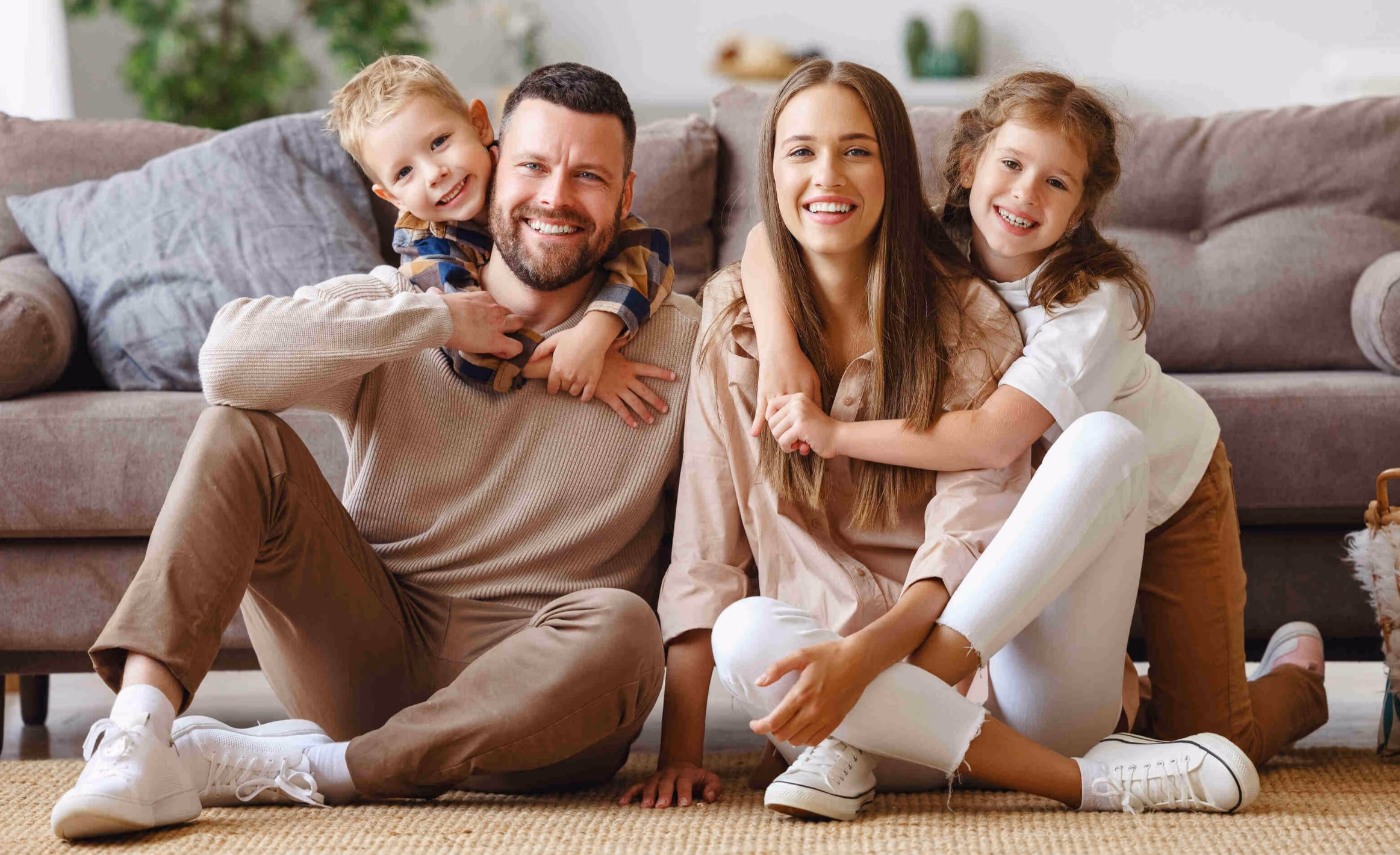 A family spending time together at home