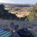An evening landscape viewed from a hillside